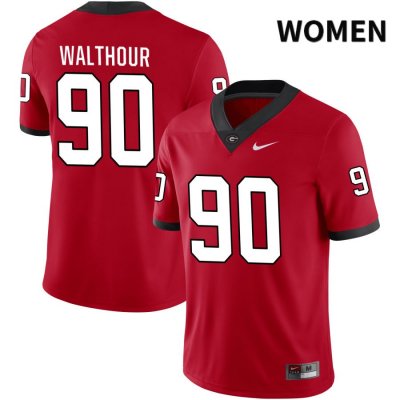 Women's Georgia Bulldogs NCAA #90 Tramel Walthour Nike Stitched Red NIL 2022 Authentic College Football Jersey HZS3254CV